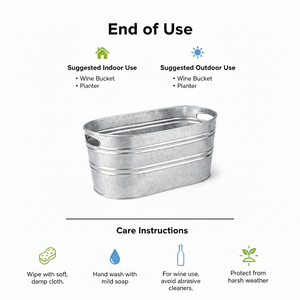 Cubo de hielo galvanizado ovalado, enfriador de bebidas, cubo de hielo para fiestas, cubo metálico con asa para cerveza, whisky, vino - Product Image 5