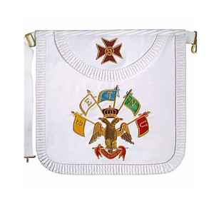 Delantal de Regalia de los Caballeros Templarios, Bordado en Negro, con Flecos Dorados, para Ceremonias Masónicas - Product Image 4