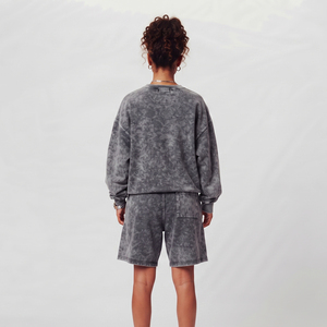 Conjunto de Shorts Deportivos para Mujer con Efecto Ácido, Conjunto de Dos Piezas de Felpa con Efecto Ácido, Conjunto de Shorts Deportivos de Algodón con Cuello Redondo - Product Image 2