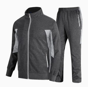 Ensemble de survêtement décontracté pour le sport et la course à pied, avec logo personnalisé, en molleton doublé 100 % coton de haute qualité, fermeture éclair - Product Image 1