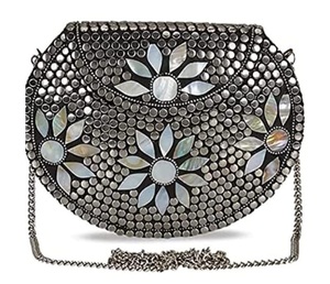 Folk Art Brass Clutch <b>Bag</b> With Gold Plated <b>Studs</b> And Colorful Stones Irregular Shape Metal Craft - Product Image 4