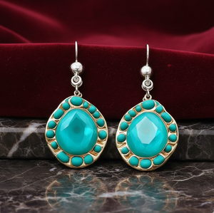 ต่างหูทรงหลากหลายสีฟ้าคราม ขนาด 5 นิ้ว เงินแท้ 925 ชุบทอง 18K ต่างหูระย้าแบบยาว งานแฮนด์เมด - Product Image 1