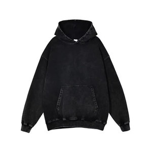 Men's Oversized Hooded Sweatshirt Solid Color Cotton French Terry Pocket Design Washed Look Autumn Wear Regular Fit - Product Image 2