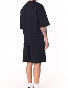 Shorts et T-shirts pour hommes avec logo personnalisé, teinture cirée, délavés, col étroit, style mode, coupe oversize, vintage - Product Image 2