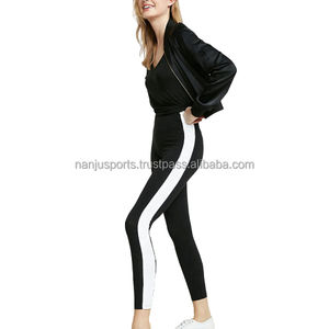 Wholesale High Quality Yoga Stripe Skinny <b>Leggings</b> for Women Breathable Knitted Fabric Custom Compressed <b>Leggings</b> - Product Image 4