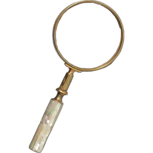 Loupe antique en laiton faite à la main avec manche en nacre pour la lecture et la décoration nautique, loupe de poche vintage - Product Image 1