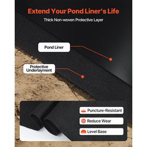 Telo in gomma EPDM da 45 mil per laghetto di pesci Koi, facile da tagliare, 15 x 20 piedi, resistente e impermeabile, con sottotelo in argilla geosintetica, combo per - Product Image 3