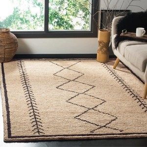 Alfombra Geométrica de Yute Rectangular Estilo Bohemio, Tejido Plano de Pelo Corto para Sala de Estar, Antideslizante y de Fácil Limpieza - Product Image 5