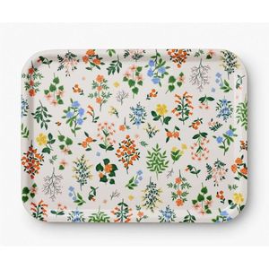 Plateau de service rectangulaire en émail floral - Plats décoratifs en métal pour table basse, mariage, fête et cadeau de décoration intérieure en gros - Product Image 1