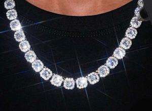 <b>Iced</b> <b>Out</b> Moissanite Tennis <b>Chain</b> Necklace 925 Sterling Silver Rhodium Plated Unisex Hip Hop Jewelry - Product Image 1