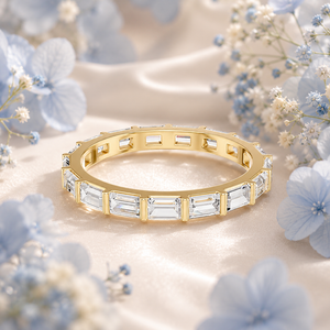 แหวนเพชรทรงบาแกตต์ เพชรเพาะเลี้ยงในห้องปฏิบัติการ แหวนเพชรแบบ Eternity Band เครื่องประดับแต่งงานสุดหรู ผลิตจากทองคำแท้ 10K 14K 18K และเงินแท้ 925 935 - Product Image 1