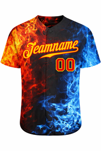 Camiseta de Béisbol Unisex de Diseño Personalizado, Diseño Fuego y Hielo, Transpirable, de Poliéster, Manga Corta, Correa Ajustable, Talla Grande, Suministro OEM - Product Image 2