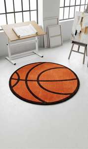 Tapis de luxe en laine tuftée à la main en forme de ballon de basket, tapis d'appoint doux et moelleux sur le thème du sport pour la décoration de chambre et de salon - Product Image 5