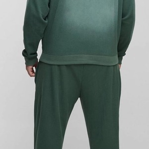 Men's Green Hooded Tracksuit Full Zipper Sweatshirt With Side Pockets Casual Autumn Wear Loose Fit 100% Cotton Solid Color - Product Image 4