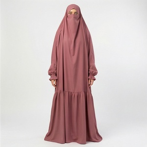 Abaya islámica modesta de alta calidad para mujer, tela personalizada de chifón transpirable, talla grande, diseño en línea A, elegante, color personalizado. - Product Image 1