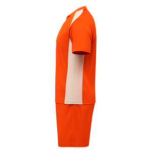 Camiseta de Fútbol de Manga Corta con Cuello Redondo Naranja para Hombre con Rayas Blancas, Ropa Deportiva de Poliéster que Absorbe la Humedad para Todas las Temporadas - Product Image 4