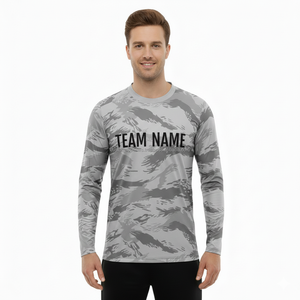 Camiseta de Manga Larga para Hombre, Cuello Redondo, Corte Regular, Personalizada, de Poliéster/Algodón, 220g, Lisa, Informal, con Logotipo Frontal - Product Image 3