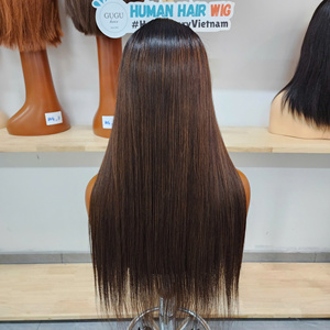 Peluca de cabello humano HD de 20 pulgadas con encaje frontal, grado virgen, cabello liso natural, estilo afro, proveedores mayoristas, color ombre marrón - Product Image 4