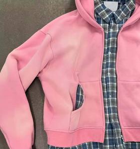 เสื้อฮู้ดดี้สไตล์วินเทจแบบใหม่สำหรับผู้ชาย ตกแต่งด้วยผ้าปะติดปะต่อ ดีไซน์ทำเก่า ผ้าคอตตอนหนา 100% ปักลาย มีซับใน สตรีทแวร์ ทรงโอเวอร์ไซส์ ซิปหน้า - Product Image 4