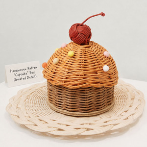 Adorable Pink Rattan Cake <b>Gift</b> <b>Box</b> Woven Sweet Storage Basket Decorative Dessert Holder For Ramadan <b>Eid</b> Party Table Decoration - Product Image 4