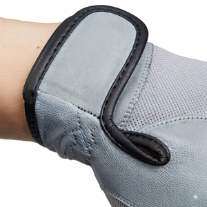 Gants d'équitation d'été unisexes personnalisés en cuir PU, demi-doigts, respirants, fermeture auto-agrippante, impression numérique, polaire douce - Product Image 5