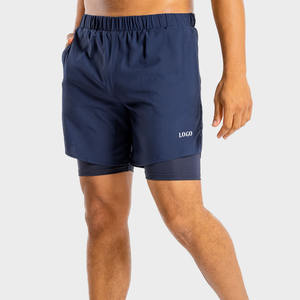 Custom Men's Double <b>Layer</b> Gym Sports Shorts Quick Dry Eco-Friendly Embroidered Pattern Casual Wholesale High Quality Mesh Hole - Product Image 1