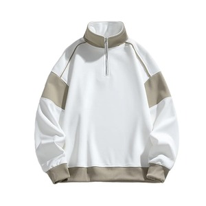 Sudadera de punto transpirable para hombre con media cremallera, bloques de color, manga raglán, cuello alto, estilo oversize, informal, para otoño - Product Image 1
