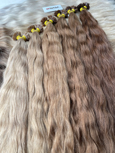 High Quality Super double drawn Keratin-bonded Flattip 100% Remy Human Hair 20-30 inches Brown <b>PLA</b> colors Wavy - Product Image 2