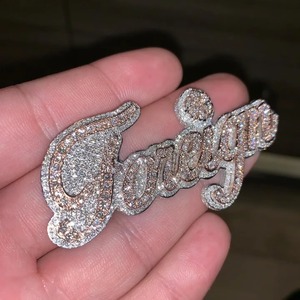 Pendentif personnalisé en moissanite avec lettres, en argent 925 plaqué or 18 carats, micro-pavé, style hip-hop de luxe, bicolore, passe le test du diamant - Product Image 4