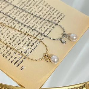 Collier de perles d'eau douce Edison, simple, élégant, polyvalent, tempérament rond, lumière intense, finition pour styles de mode superposés - Product Image 2