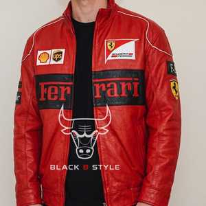 Blouson de moto en cuir rouge, style Dirndl, patchwork, zippé, brodé, pour motocross, unisexe, pour la conduite en moto, hiver et printemps - Product Image 1