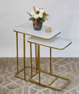 Contemporary Cast Aluminum Bar <b>Table</b> Set Sleek Dual Tier Design Marble Top Look <b>Space</b> <b>Saving</b> Frame Durable Luxury Living Accent - Product Image 2