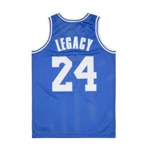 Maillot de basketball Legacy bleu en mesh, débardeur avec impression sublimée numéros 8 et 24, unisexe adulte, vêtement de sport respirant - Product Image 2