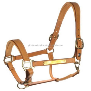 Cabestro de caballo de cuero tostado hecho a mano de la más alta calidad, doble costura y relleno, Halter de carreras de caballos con placa de identificación personalizada - Product Image 4