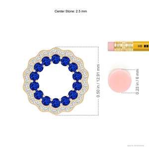Top Quality Handmade Party Wear Hollow Circle <b>Pendant</b> For Woman 14k 2.5MM 0.88 Ct Blue Sapphire & Diamond Floral Circle <b>Pendant</b> - Product Image 2