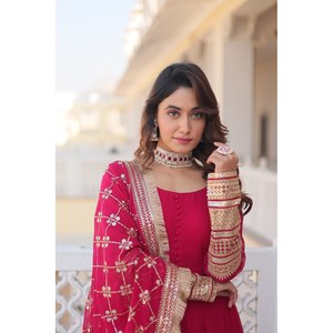 VESTIDO DE COLOR ROSA READYMADE ALIA CUT CON DUPATTA 2017 - Product Image 6