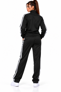 Custom <b>Women</b> <b>Quarter</b> <b>Zip</b> Cotton Blend Lightweight Tracksuit Set Oversized Fleece Half <b>Zip</b> <b>Sweatshirt</b> Wide Leg Sweatpants Side - Product Image 3