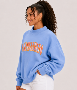 Sweat-shirt décontracté à col montant pour femme, personnalisé, coupe oversize, manches longues, en molleton de coton, vente en gros - Product Image 2