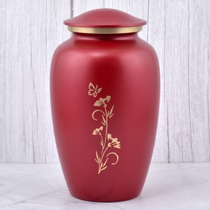 Urna Funeraria para Adultos en Latón Negro y Dorado con Diseño Floral de Mariposa para Cenizas Humanas, Opción de Acabado Mate - Product Image 4