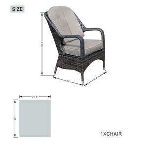 Juego de Comedor de Mimbre Marrón de 7 Piezas con Mesa de Ratán y Sillón para Jardín - Product Image 6