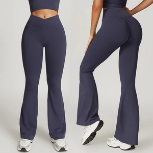 Pantalon évasé en spandex pour femme, taille haute, contrôle du ventre, pour le yoga, vente en gros, personnalisable - Product Image 6