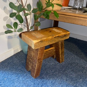 Hand-Carved <b>Rustic</b> Mango <b>Wood</b> Stool | Wholesale Wooden Footstool India - Product Image 1