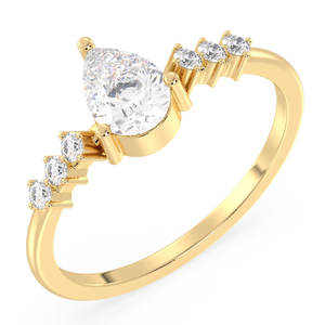 Bague de promesse de mariage REYES en argent sterling 925 exquis, coupe poire, moissanite 0,79 carat, bijoux fins en or massif 14 carats sur mesure - Product Image 2