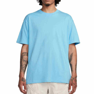 Camiseta Ligera de Poliéster/Algodón Azul Claro para Hombre, Corte Regular, Cuello Redondo, Manga Corta, Color Sólido, Tejido Jersey, 220g - Product Image 1