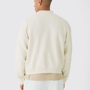 Fabricante de Ropa Personalizada al por Mayor, Sudadera de Forro Polar Beige para Hombre, Invierno, 100% Algodón, Cuello Alto, Transpirable, de Secado Rápido - Product Image 5