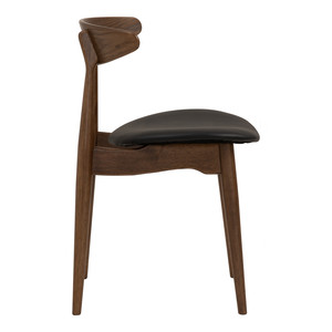 Chaise de salle à manger en chêne malaisien avec dossier en bois courbé et assise en vinyle – Mobilier contemporain et durable pour restaurant, café, couleur Cacao Espresso - Product Image 3