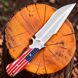 Cuchillo Bowie de Hoja Fija con Bandera de EE. UU., de Alta Calidad, Grado Industrial, Acero Inoxidable, Punta Clip, 15 Pulgadas, para Supervivencia al Aire Libre - Product Image 1