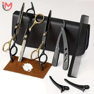 Ensemble de ciseaux de barbier 5,5 pouces finition sablée avec rasoir de barbier, kit professionnel en acier inoxydable allemand OEM - Product Image 5