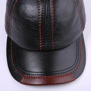 Gorra de Béisbol de Cuero para Hombre 2026, Negra, de Cuero Genuino, con Costuras en Contraste, Ajustable, Deportiva, Personalizada, de Invierno - Product Image 4
