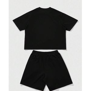 Custom Rhinestone <b>Flame</b> Print T <b>Shirt</b> and Shorts Set Men Casual Streetwear Summer Two Piece Outfit OEM Wholesale Set - Product Image 2